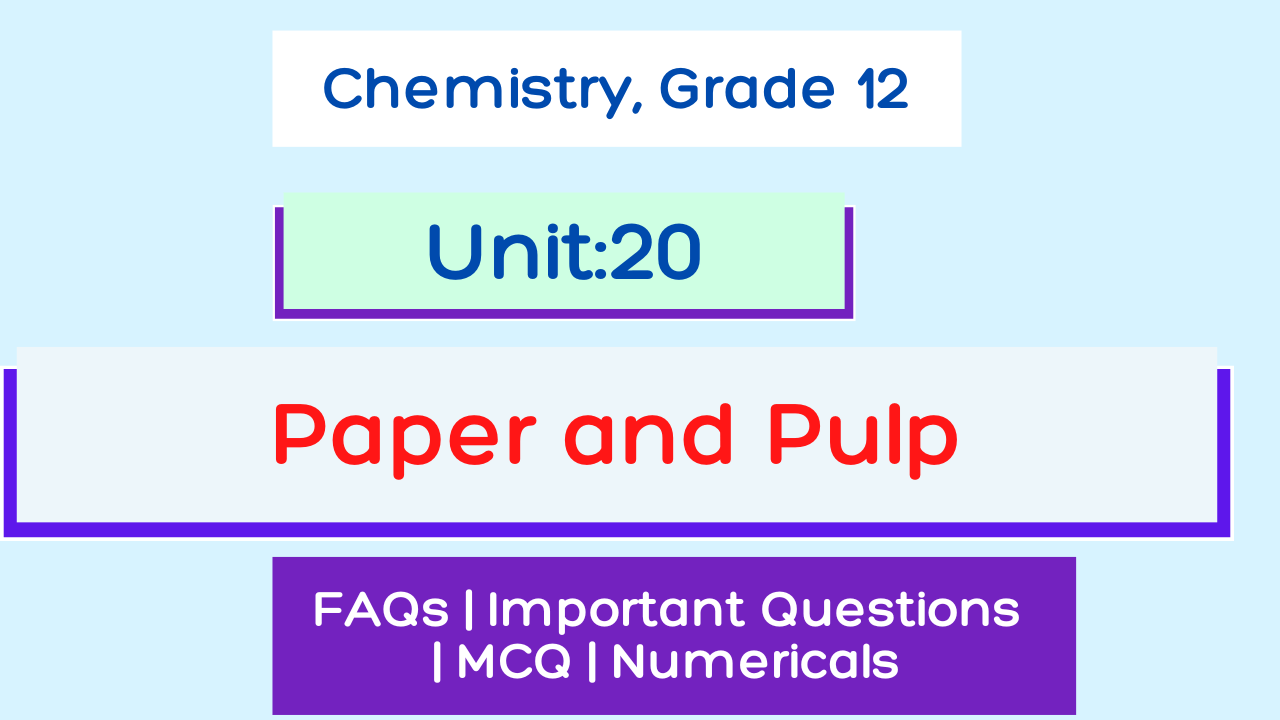 Paper and Pulp | NEB Class 12 Applied Chemistry