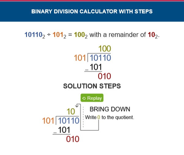 binary division ; Convert / calculate as per the instruction: [4]

a. (10110)2 ÷ (101)2